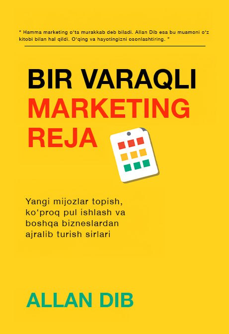 Bir varaqli marketing reja